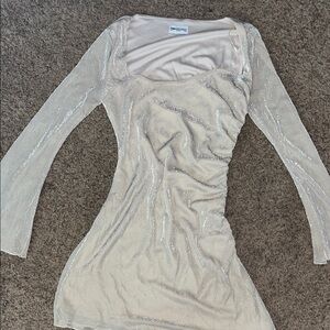 Champagne sparkly mini dress